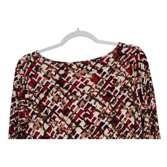 J Jill Wearever Collection Tunic Blouse Size Small Geometric Stretch 3/4 Sleeve - Picture 8 of 10